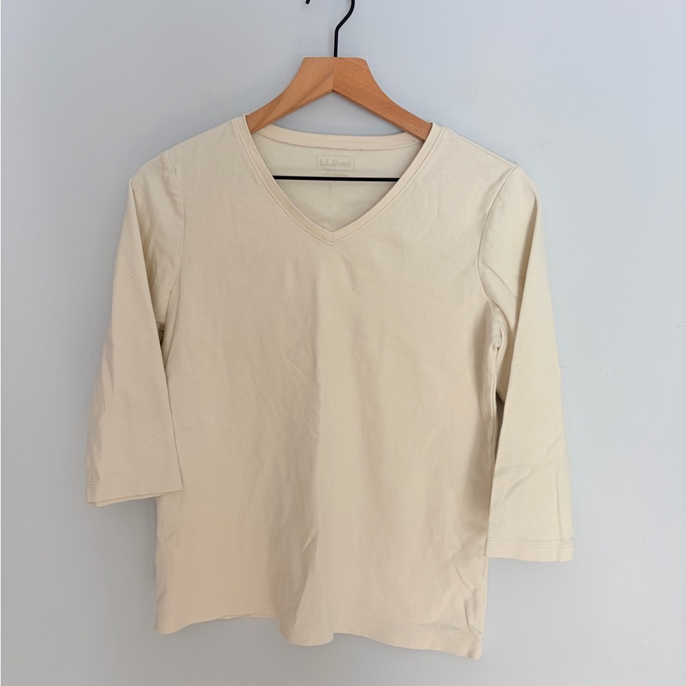L. L. Bean Women's Cream V-Neck Top